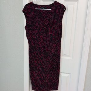 Lauren Ralph Lauren Red and Black Patterned Midi Dress